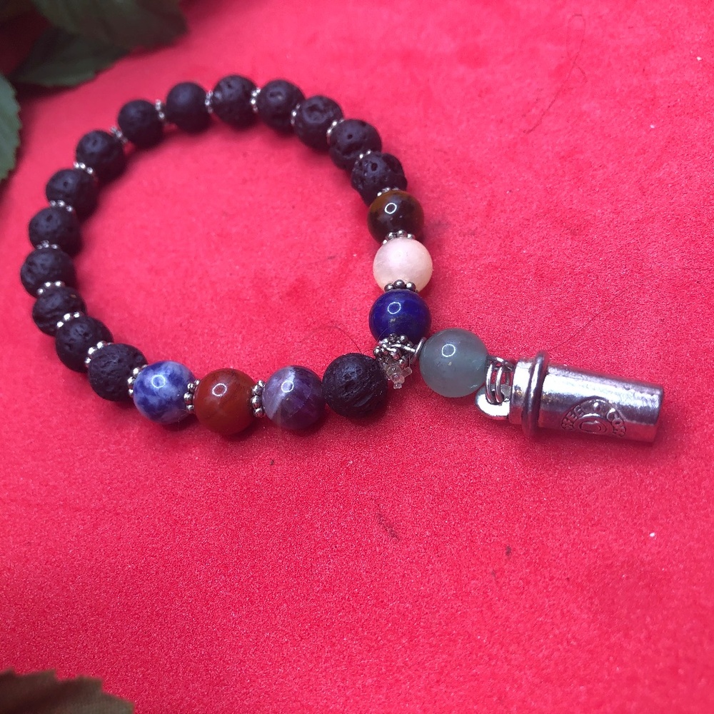 Chakra beads with Lava beads combine with a Venti Glass